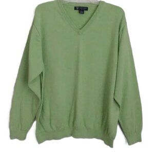 OXFORD Men's Knit Sweater Preppy Apple Green V Neck All Cotton Size XL Holiday